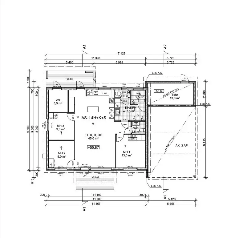 Saaristonkuja 7B & C Pohjakuva 93 m²